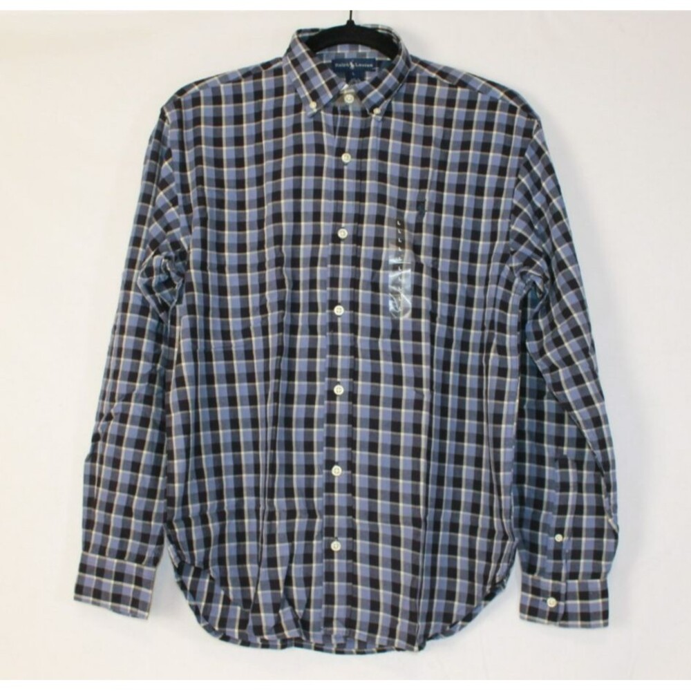 Polo Ralph Lauren Boys Blue Plaid Button Up Shirt Size Large NWT